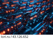 Абстрактный цифровой фон, блокчейн технологии. Стоковое AI-изображение, AI-художник Щеголева Ольга / Фотобанк Лори