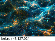 Абстрактный цифровой фон, концепция глобальной нейронной сети. Стоковое AI-изображение, AI-художник Щеголева Ольга / Фотобанк Лори