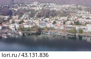 Swiss town Locarno on northern shore of Lake Maggiore. Стоковое видео, видеограф Яков Филимонов / Фотобанк Лори