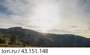 Mountain lake time lapse in summer or autumn. Wild nature and beautiful sunset. Moving clouds, deep twilight and dramatic sky. Стоковое видео, видеограф Александр Маркин / Фотобанк Лори