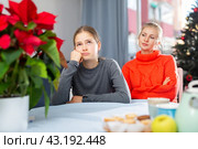 Quarrel between mom and daughter during christmas. Стоковое фото, фотограф Яков Филимонов / Фотобанк Лори