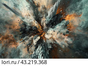 Explosive color burst with fiery and icy tones. Стоковое AI-изображение, AI-художник Иван Рябоконь / Фотобанк Лори