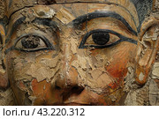 Closeup of ancient egyptian sarcophagus face. Стоковое AI-изображение, AI-художник Иван Рябоконь / Фотобанк Лори