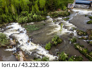 Река Суенга, Суенгинский водопад, окрестности с высоты птичьего полёта. Маслянинский район, Новосибирская область, Западная Сибирь России. (2024 год). Стоковое фото, фотограф Евгений Мухортов / Фотобанк Лори