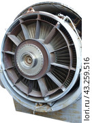 Морской корабельный турбовальный двигатель на белом фоне. Marine ship turboshaft engine on a white background. Стоковое фото, фотограф Татьяна Д / Фотобанк Лори