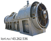Морской корабельный турбовальный двигатель на белом фоне. Marine ship turboshaft engine on a white background. Стоковое фото, фотограф Татьяна Д / Фотобанк Лори
