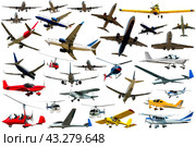 Different airplanes isolated on white. Стоковое фото, фотограф Яков Филимонов / Фотобанк Лори