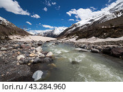 Panoramic view of Baksan river. Стоковое фото, фотограф Юлия Белоусова / Фотобанк Лори