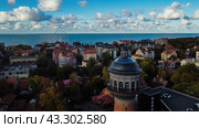 Zelenogradsk, Russia - October 9, 2022: Cityscape Cranz top ariel view. Редакционное фото, фотограф Наталья Симакова / Фотобанк Лори
