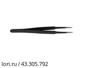 Black metal tweezer with antistatic coating. Стоковое фото, фотограф Денис Дряшкин / Фотобанк Лори