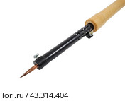 Электрический паяльник с деревянной ручкой на белом фоне. Electric soldering iron isolated on a white background. Стоковое фото, фотограф Татьяна Д / Фотобанк Лори