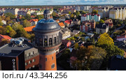 Zelenogradsk, Russia - October 9, 2022: water tower Cranz top ariel view. Редакционное фото, фотограф Наталья Симакова / Фотобанк Лори