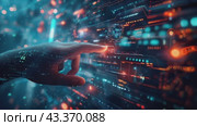 Концепция взаимодействия человека с передовой цифровой сетью. Стоковое AI-видео, аниматор Анна Добрыдень / Фотобанк Лори