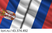 Wavy national flags of Republic of Serbia and Russian Federation. Friendly relations between countries. Political economic banner. Стоковая иллюстрация, иллюстратор GAlexS / Фотобанк Лори