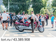 Всемирный День мотоциклиста в Сибири. Город Бердск, Новосибирская область, Западная Сибирь России. (2024 год). Редакционное фото, фотограф Евгений Мухортов / Фотобанк Лори