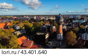 Zelenogradsk, Russia - October 9, 2022: Cityscape Cranz top ariel view. Редакционное фото, фотограф Наталья Симакова / Фотобанк Лори