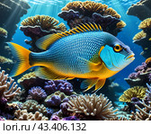 Яркий тропический мир кораллового рифа. The vibrant tropical world of the coral reef. Стоковое AI-изображение, AI-художник Гер Олег / Фотобанк Лори