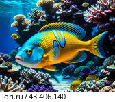 Яркий тропический мир кораллового рифа. The vibrant tropical world of the coral reef. Стоковое AI-изображение, AI-художник Гер Олег / Фотобанк Лори