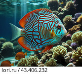 Яркий тропический мир кораллового рифа. The vibrant tropical world of the coral reef. Стоковое AI-изображение, AI-художник Гер Олег / Фотобанк Лори
