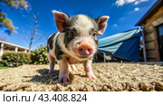 Close-up portrait of a minipig. Стоковое AI-изображение, AI-художник Виктория Кольцова / Фотобанк Лори
