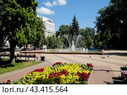 Город Воронеж, Кольцовский сквер,лето,фонтан, цветы (2024 год). Стоковое фото, фотограф Надежда Глазкина / Фотобанк Лори