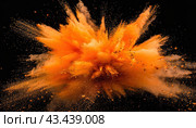 Orange Powder Explosion on Black Background. Стоковое фото, фотограф Юрий Поздников / Фотобанк Лори