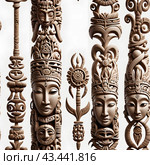 Иллюстрация. Изображение. Бесшовная текстура.Тотемные идолы. Illustration. Image. Seamless texture.Totem idols. Стоковое AI-изображение, AI-художник Гер Олег / Фотобанк Лори