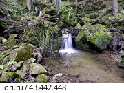 Водопад на реке Мезмайка, Мезмай, Краснодарский край. Стоковое фото, фотограф Оглоблин Андрей Николаевич / Фотобанк Лори