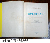 Книга "Горе от ума" А.С. Грибоедова издания 1862 года. (2023 год). Редакционное фото, фотограф Вячеслав Палес / Фотобанк Лори
