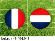 France vs Netherlands football match. Стоковая иллюстрация, иллюстратор Jan Jack Russo Media / Фотобанк Лори