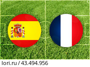 Spain vs France football match. Стоковая иллюстрация, иллюстратор Jan Jack Russo Media / Фотобанк Лори