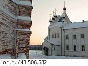 Зима в Веркольской обители. Артемиево-Веркольский мужской монастырь. Веркола, Пинежский район, Архангельская область. Стоковое фото, фотограф Николай Гернет / Фотобанк Лори