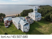 Кий-остров. Онежский Крестный монастырь. Вид сверху с воздуха (2022 год). Стоковое фото, фотограф Николай Гернет / Фотобанк Лори
