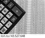 Калькулятор и график платежей по кредиту в черно-белом цвете: долг, просрочка, закредитованность. Стоковое фото, фотограф Ольга Дерябина / Фотобанк Лори