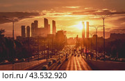 Закат в Москве. Таймлапс. (2022 год). Стоковое видео, видеограф Елена Бекташ / Фотобанк Лори