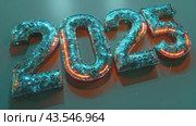 Happy new year 2025 holiday background with numbers 2025. Glittering 2025 green 3D text on festive background, greeting card, Christmas and new year celebration, holiday season, sparkling light. Стоковое AI-видео, аниматор Ирина Михайличенко / Фотобанк Лори
