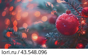 Christmas greeting card with Christmas tree ball and neon lights, garland lights on festive background. Стоковое AI-видео, аниматор Ирина Михайличенко / Фотобанк Лори