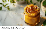 cosmetic sugar body scrub with enzymatic exfoliating. Стоковое AI-изображение, AI-художник Margarita Davchenko / Фотобанк Лори