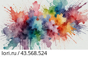 Soft watercolor splashes in vibrant colors on a white background. Стоковое AI-изображение, AI-художник Tatiana Syrtseva / Фотобанк Лори
