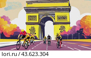 Video screensaver of cyclists for the Olympic Games in France. Стоковое AI-видео, аниматор Юрий Поздников / Фотобанк Лори