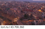 Evening aerial view of town of Vik. Spain. Стоковое видео, видеограф Яков Филимонов / Фотобанк Лори