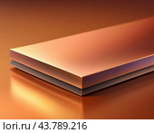 A close-up of bronze surface with a gradient, featuring curved lines and subtle light reflections. The texture of the bronze is smooth and metallic, creating a visually captivating abstract image. AI. Стоковое AI-изображение, AI-художник Юлия Петровская / Фотобанк Лори