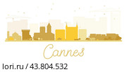 Cannes City skyline golden silhouette. Стоковая иллюстрация, иллюстратор Игорь Сорокин / Фотобанк Лори