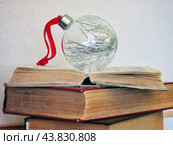 Елочная игрушка шар на стопке книг. Стоковое фото, фотограф Татьяна Т / Фотобанк Лори