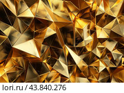 Abstract luxury concept with a gold polyhedral surface pattern. Стоковое AI-изображение, AI-художник Иван Рябоконь / Фотобанк Лори