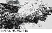 Animated drawing of a gangster with a gun. Стоковое AI-видео, аниматор Юрий Поздников / Фотобанк Лори