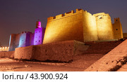 Ribat in Monastir in night illumination, Tunisia. Islamic defensive structure. It is oldest ribat built by Arab conquerors during Muslim conquest of Maghreb. Стоковое фото, фотограф Яков Филимонов / Фотобанк Лори