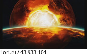 Fiery planetary collision, earth engulfed in catastrophic event. Стоковое видео, видеограф Данил Руденко / Фотобанк Лори