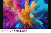 Colored powder explosion on gradient dark background. Freeze motion. Стоковое AI-видео, аниматор Ирина Ручушкина / Фотобанк Лори