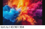 Colored powder explosion on gradient dark background. Freeze motion. Стоковое AI-видео, аниматор Ирина Ручушкина / Фотобанк Лори